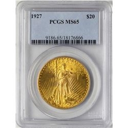 1927 $20 St. Gaudens Double Eagle Gold Coin PCGS MS65