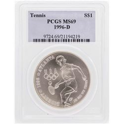 1996-D $1 Tennis Olympic Commemorative Silver Dollar Coin PCGS MS69