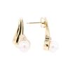 Image 2 : 14KT Yellow Gold 0.02 ctw Diamond and Pearl Earrings