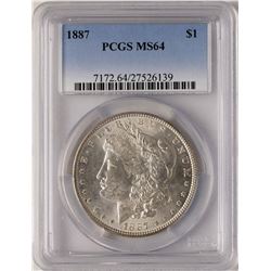 1887 $1 Morgan Silver Dollar Coin PCGS MS64