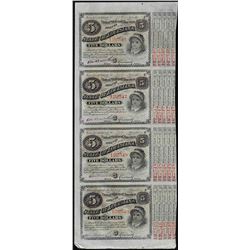 Uncut Sheet of (4) State of Louisiana Baby Bond Obsolete Notes