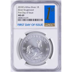 2018 South Africa Krugerrand Silver Coin NGC MS69 First Day of Issue