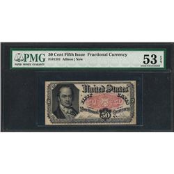 1874 50 Cent Fifth Issue Fractional Currency Note Fr.1381 PMG About Uncirculated