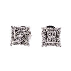 14KT White Gold 0.50 ctw Diamond Square Stud Earrings
