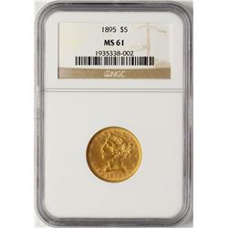 1895 $5 Liberty Half Eagle Gold Coin NGC MS61