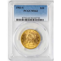 1903-S $10 Liberty Head Eagle Gold Coin PCGS MS64