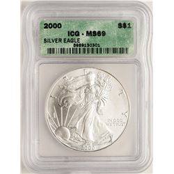 2000 $1 American Silver Eagle Coin ICG MS69