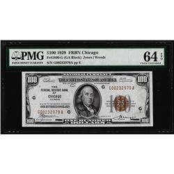 1929 $100 Federal Reserve Bank Note Chicago Fr.1890-G PMG Choice Uncirculated 64