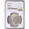 Image 1 : 1922 $1 Peace Silver Dollar Coin NGC AU55