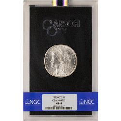 1883-CC $1 Morgan Silver Dollar Coin GSA Hoard NGC MS65