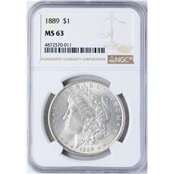 1889 $1 Morgan Silver Dollar Coin NGC MS63