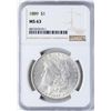 Image 1 : 1889 $1 Morgan Silver Dollar Coin NGC MS63