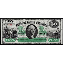 1872 $50 State of South Carolina Revenue Bond Obsolete Note Low Serial Number