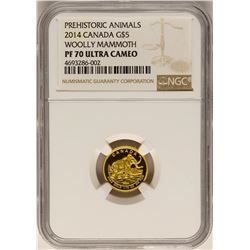 2014 Canada $5 Wooly Mammoth Gold Coin NGC PF70 Ultra Cameo