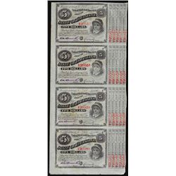 Uncut Sheet of (4) State of Louisiana Baby Bond Obsolete Notes