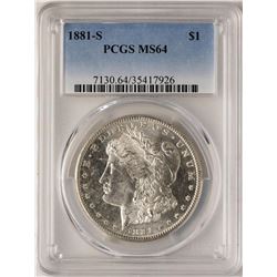 1881-S $1 Morgan Silver Dollar Coin PCGS MS64