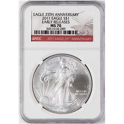 2011 $1 American Silver Eagle Coin NGC MS70 Early Releases