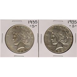 Lot of (2) 1935-S $1 Peace Silver Dollar Coins