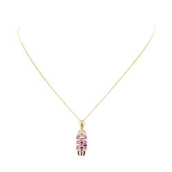 14KT Yellow Gold 0.80 ctw Pink Sapphire Pendant with Chain