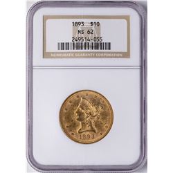 1893 $10 Liberty Head Eagle Gold Coin NGC MS62