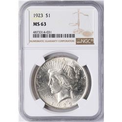 1923 $1 Peace Silver Dollar Coin NGC MS63