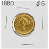 Image 1 : 1880 $5 Liberty Head Half Eagle Gold Coin