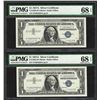 Image 1 : Lot of (2) Consecutive 1957A $1 Silver Certificate Notes PMG Superb Gem Unc. 68E