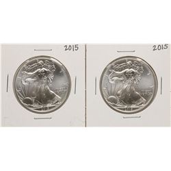 Lot of (2) 2015 $1 American Silver Eagle Coins