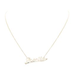 14KT Yellow Gold 0.02 ctw Diamond "Giselle" Name Plate Necklace