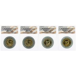 Lot of (4) 2007-2008 Presidential Oath Dollar Coins ANACS MS66