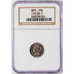 1883 Proof Three Cent Nickel Coin NGC PF66