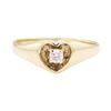 Image 2 : 14KT Yellow Gold 0.05 ctw Diamond Heart Shape Motif Ring