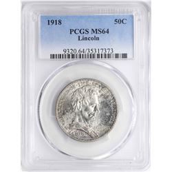 1918 Lincoln Illinois Centennial Commemorative Half Dollar Coin PCGS MS64