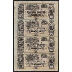 Uncut Sheet of $10 Canal Bank New Orleans Obsolete Notes