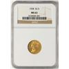 Image 1 : 1928 $2 1/2 Indian Head Quarter Eagle Gold Coin NGC MS63