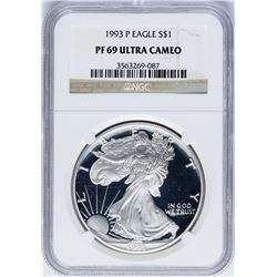 1993-P $1 Proof American Silver Eagle Coin NGC PF69 Ultra Cameo
