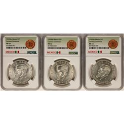 Lot of (3) 1959Mo Mexico 5 Pesos Carranza Centennial Silver Coins NGC MS63