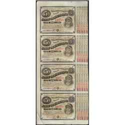 Uncut Sheet of (4) State of Louisiana Baby Bond Obsolete Notes