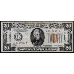 1934A $20 Federal Reserve WWII Emergency Hawaii Note