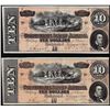 Image 1 : Lot of (2) Consecutive 1864 $10 Confederate States of America Notes