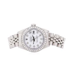 Rolex Ladies Oyster Perpetual Datejust Stainless Steel 0.50 ctw Diamond Wristwat