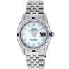 Image 2 : Rolex Mens Stainless Steel MOP Diamond & Sapphire Datejust Wristwatch
