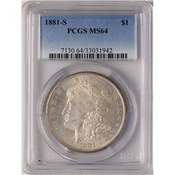 1881-S $1 Morgan Silver Dollar Coin PCGS MS64
