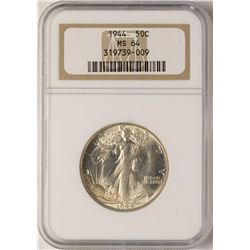 1944 Walking Liberty Half Dollar Coin NGC MS64