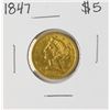 Image 1 : 1847 $5 Liberty Head Half Eagle Gold Coin
