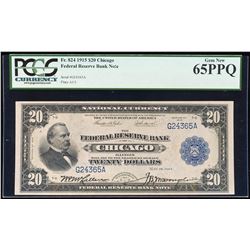 1915 $20 Federal Reserve Bank Note Chicago Fr.824 PCGS Gem New 65PPQ