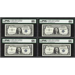 Lot of (4) Consecutive 1957A $1 Silver Certificate Notes PMG Superb Gem Unc. 68E