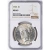 Image 1 : 1925 $1 Peace Silver Dollar Coin NGC MS63
