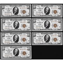 Lot of (7) Consecutive 1929 $10 Federal Reserve Notes St. Louis
