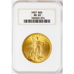 1927 $20 St. Gaudens Double Eagle Gold Coin NGC MS63